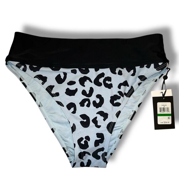 DKNY Leopard Print Bikini Set | High-Waisted Swimwear | Blue White Animal Print - Picture 6 of 8